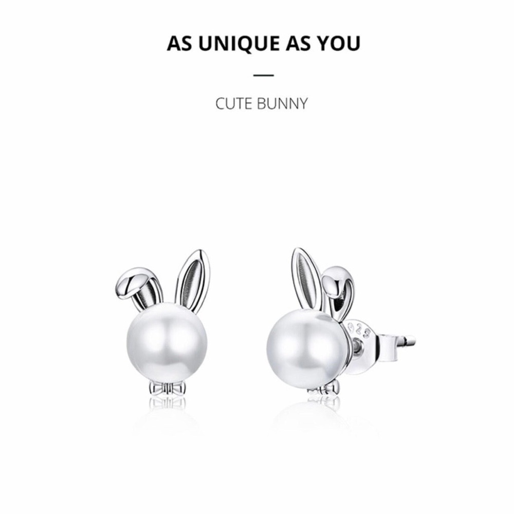 925 Sterling Silver Cute bunny Earrings for Women
